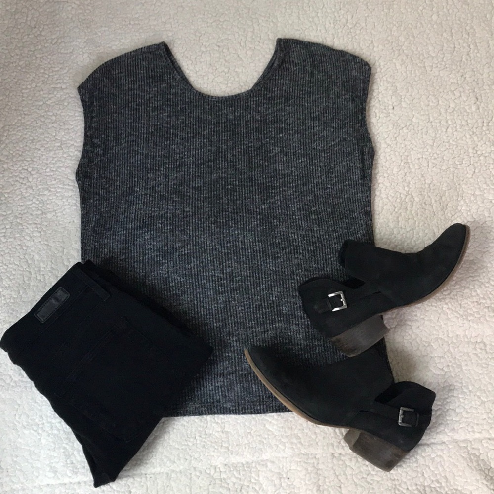 rag & bone grey ribbed short sleeve top